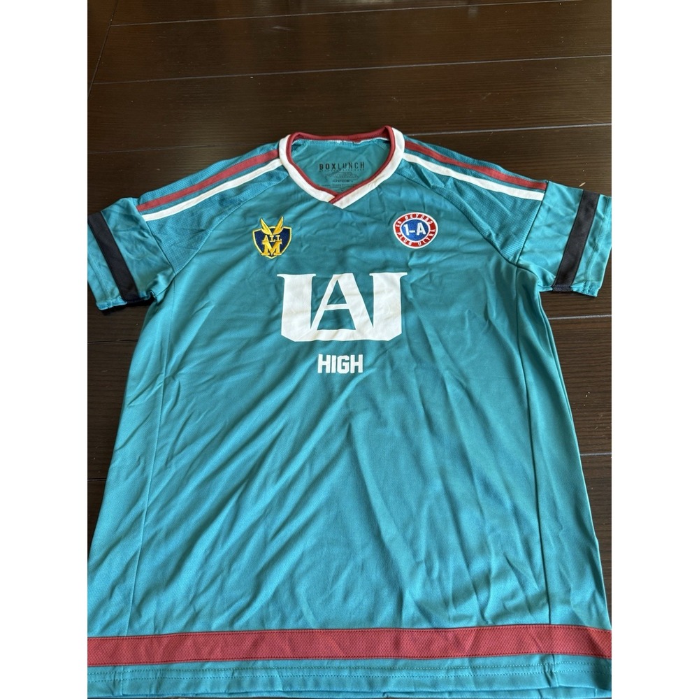 BoxLunch My Hero Academia Izuku Midoriya Teal V-Neck Mesh Jersey T-Shirt Sz M